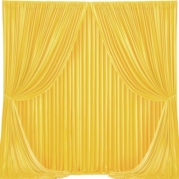 Yellow Backdrop Curtains-Wrinkle-Free Polyester Photography Drapes Party Curtain Background for Baby Shower Wedding Decorations- 16 X10FT (Yellow)