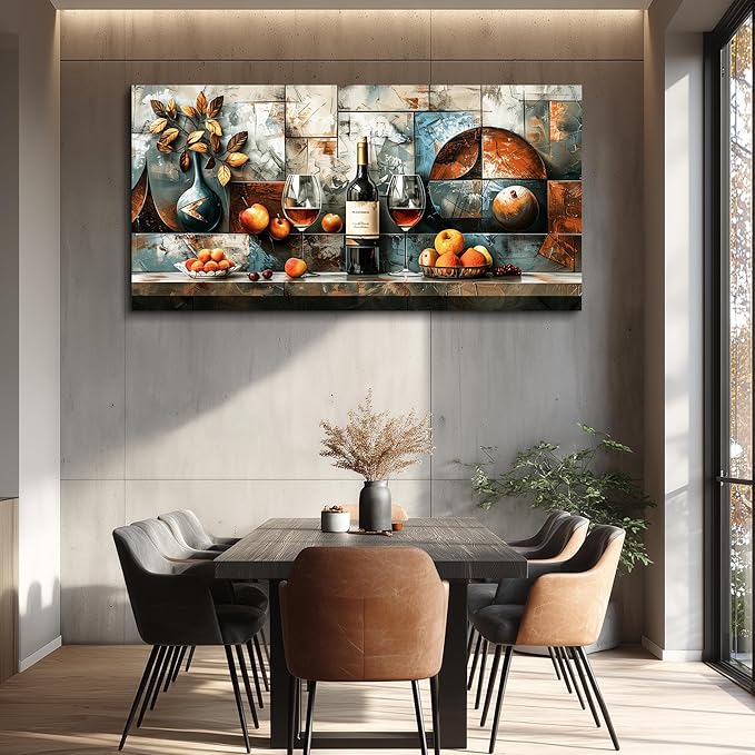 hyidecorart Wine Glass Fruit Modern Painting Wall Art For Kitchen Wall Decor For Living Room Dining Room Decorations Liquor Still Life Canvas Prints Artwork Bar Pub Posters Home Decor Ready to Hang