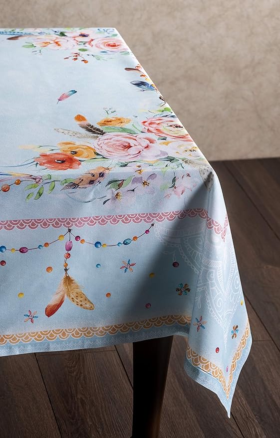 Maison d' Hermine Table Cloth Rectangle Table 100% Cotton 60 x 90 Inches Tablecloth Reusable Decorative Everyday Use for Dining Room, Farmhouse, Home, Party, Festive & Wedding Spring Summer - Ibiza