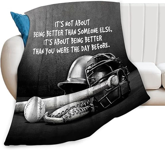 Baseball Throw Blanket for Kids & Adults - Soft, Warm & Cozy Fleece Blanket for Couch, Sofa & Bed - 60"x80"