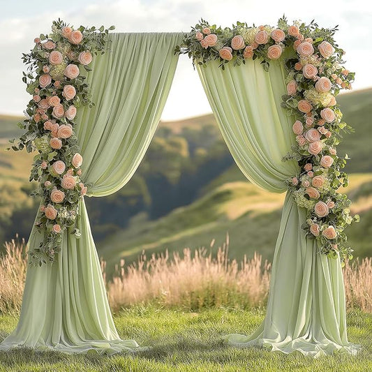 30x10ft Wrinkle Free Sage Green Backdrop Curtain for Parties Soft Fabric Drapes Wedding Curtain Backdrop for Birthday Party Decorations Background for Photography 5x10ft, 6 Panels