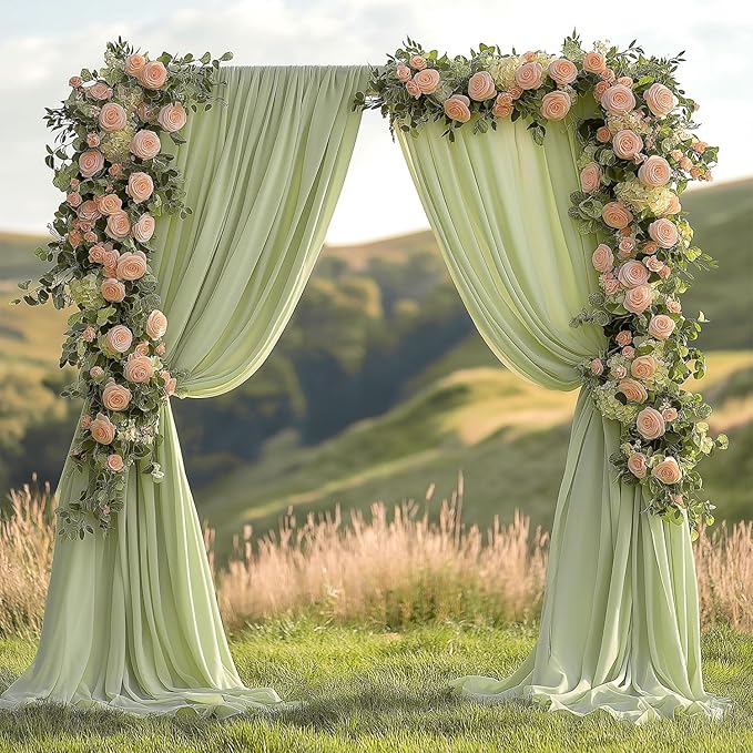 20x10ft Wrinkle Free Sage Green Backdrop Curtain for Parties Soft Fabric Drapes Wedding Curtain Backdrop for Birthday Party Decorations Background for Photography 5x10ft, 4 Panels