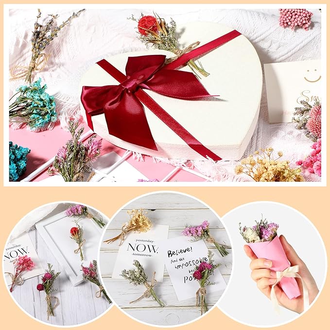 Chengu 20 Pcs Mini Dried Flowers Bouquets Natural Gypsophila Don't Forget Me Bouquets Dry Flower Leaves Dried Embossing Flower Plant Stem Bunch for Vase DIY Wedding Decoration Crafts Photo Props