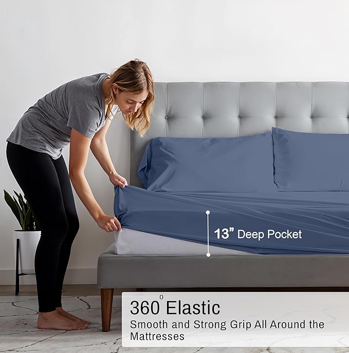 RUVANTI 100% Organic Cotton Sheets California King, Percale Weave, GOTS Certified, 4-Piece Set, Deep Pocket 13", Crisp & Breathable, Soft Durable Bedding, Sábanas Algodón Orgánico – Wild Wind