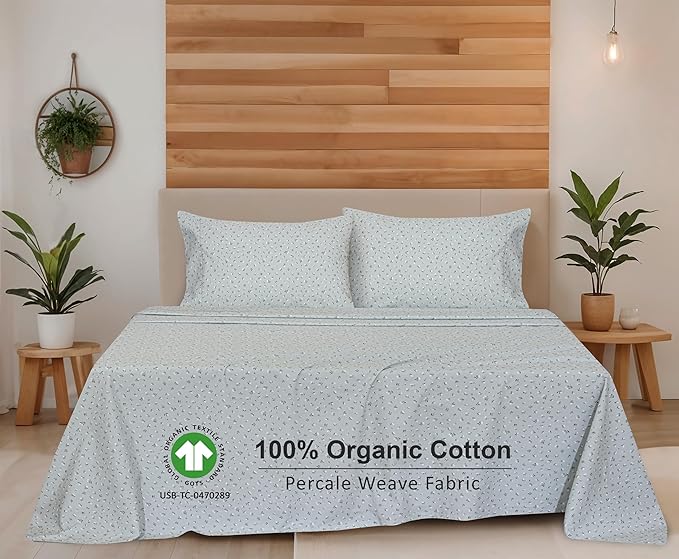 RUVANTI 100% Organic Cotton Sheets King Size, Percale Weave, GOTS Certified, 4-Piece Set, Deep Pocket 15", Crisp & Breathable, Soft Durable Bedding, Sábanas Algodón Orgánico – Bud Club