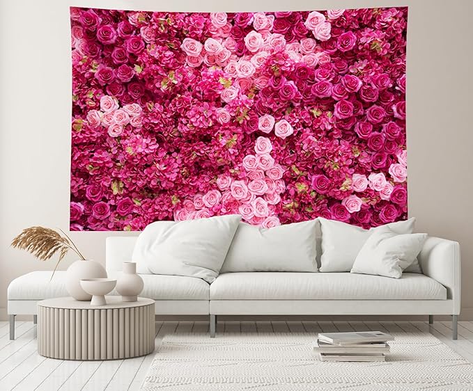 6ftx4ft Rose Wall Background Rose Photo Backdrops Spring Party Tea Party Flowers Backdrop Girls Birthday Pink Princess Party Wedding Bridal Shower Pink Floral Anniversary Ceremony Decor