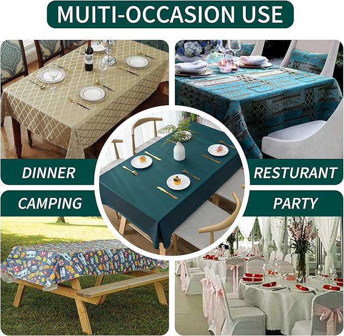 Rectangle Table Cloth,100% Waterproof Tablecloth Oil Proof Spill Proof Vinyl Table Cloth, Wipe Clean Plastic Table Cover for Dining, Camping, Indoor and Outdoor 54" x 78",Navy Blue