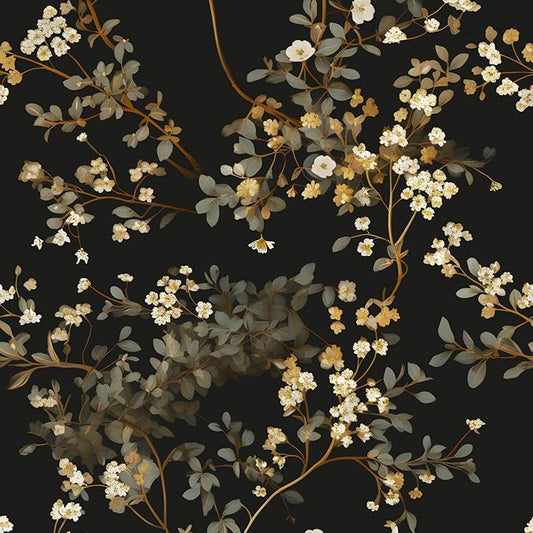 Vintage Black Floral Wallpaper Classic Watercolor Leaves Wall Paper 17.4" x 394" Dark Moody Contact Paper Chinoiserie Self Adhesive Covering for Bedroom Bathroom Cabinet Home Decor Black Grey