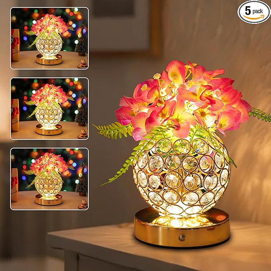 Purple Artificial Hydrangea Flower Lamp, 3 Color Dimmable Touch Control Night Light, Christmas Birthday Gifts for Women, Artificial Hydrangea Flower Table Lamp Decor Bedroom Bar Coffee Shop Wedding