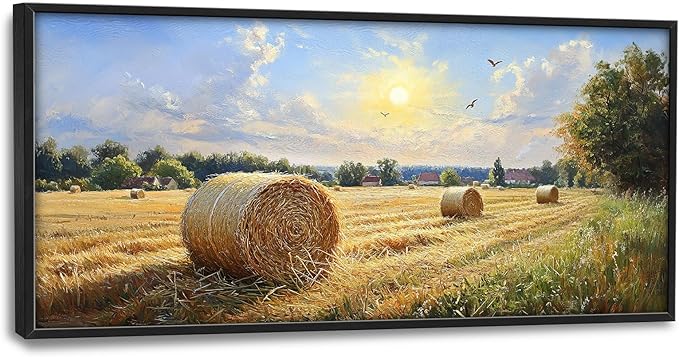 Farmhouse Large Wall Art Ructic Farm Landscape Pictures Wall Decor Country Nature Canvas Prints Painting Framed Artwork Home Decoration for Dining Room Living Room Kitchen 60"x30"