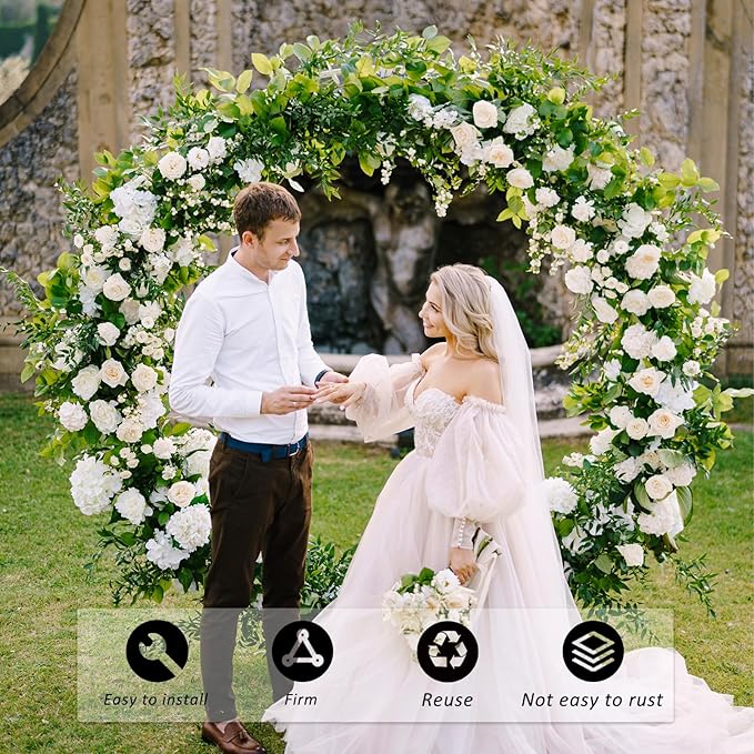 6.6 Ft Round Balloon Arch Stand Kit Wedding Arches For Ceremony Circle Backdrop Stand For Parties Wedding Birthday Decoration With Two Water Bags