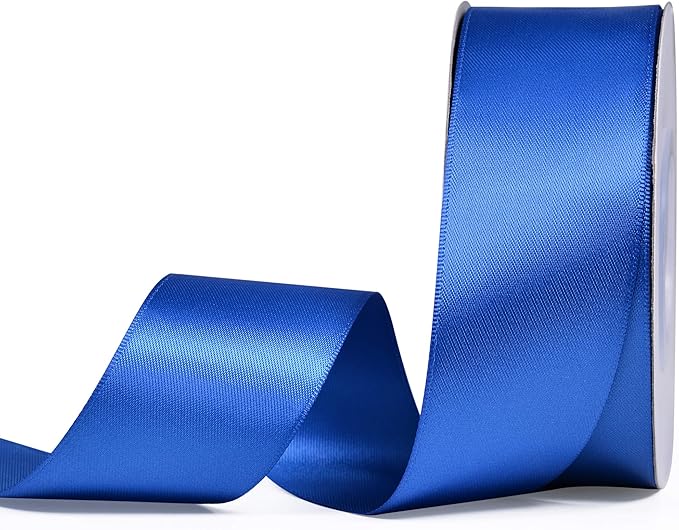 YAMA Royal Blue Double Faced Satin Ribbon, 1 1/2 Inch 25 Yards, Great for Crafts Bows Flower Bouquet Wedding Home Decor Gift Wrapping