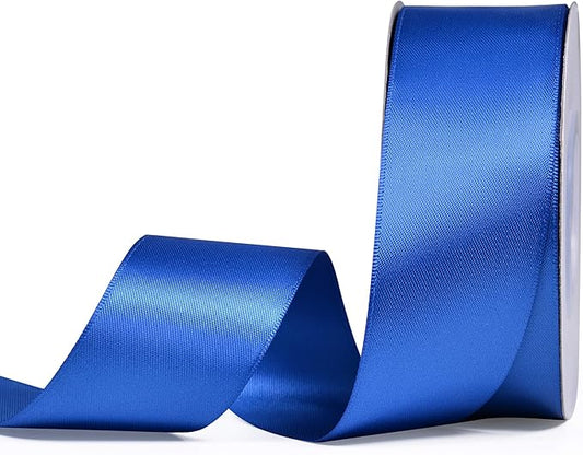 YAMA Royal Blue Double Faced Satin Ribbon, 1 1/2 Inch 25 Yards, Great for Crafts Bows Flower Bouquet Wedding Home Decor Gift Wrapping