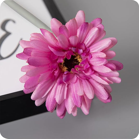 12pcs Artificial Gerbera Daisies,22 Inch Long Stem Silk Daisy Flowers,Realistic Artificial Flower Mums for Home Décor Centerpiece Wreath Supplies Wedding Bouquet,Pink