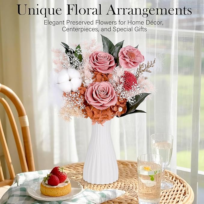Preserved Bouquet of Flowers - Flesh Forever Flowers for Delivery, Real Eternal Roses Bouquet for Mother Mom, Wife Anniversary Birthday Gifts for Women, Carnation Pink