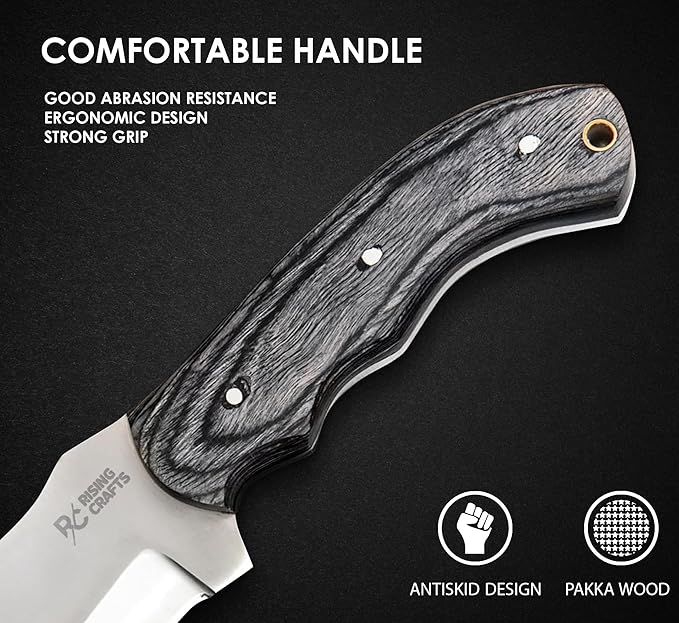 Rising Carfts Handmade-Fixed Blade-Tracker Knife-Outdoor Camping Knife With Sheath For Bushcarfting & Outdoor Survival.