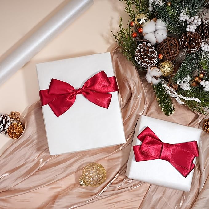 LaRibbons White Wrapping Paper, Mini Roll-17 Inch x 33 Feet, Solid Color Pearly-Lustre Christmas Gift Wrap Paper Rolls, Perfect for Holiday, Wedding, Valentine's Day, Birthday, Baby Shower