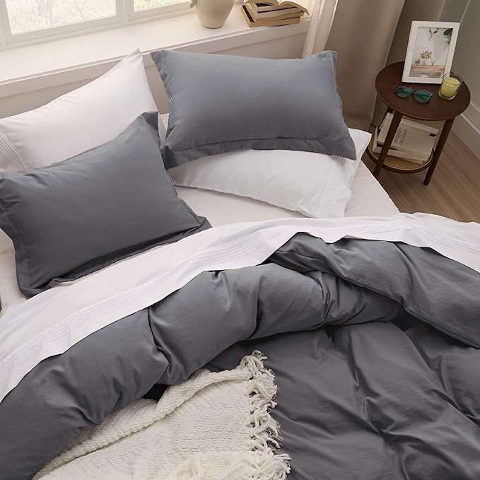 Bedsure Dark Grey Duvet Cover King Size Only - Prewashed Extra Soft All Season Bedding, Includes 1 Duvet Cover 104x90 Inches with Zipper Closure, Comforter Not Included