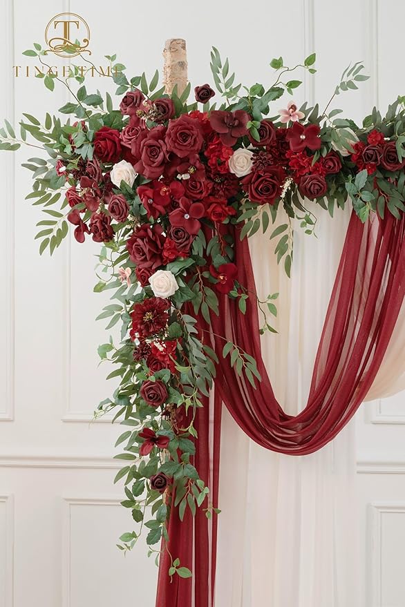 TINGE TIME Artificial Arch Flowers Kit Pack of 5, Wedding Decorations for Reception with Hanging Flowers, Wedding Arch Silk Floral Arrangements Ceremony Backdrop Bridal Shower Outdoor Party Decor