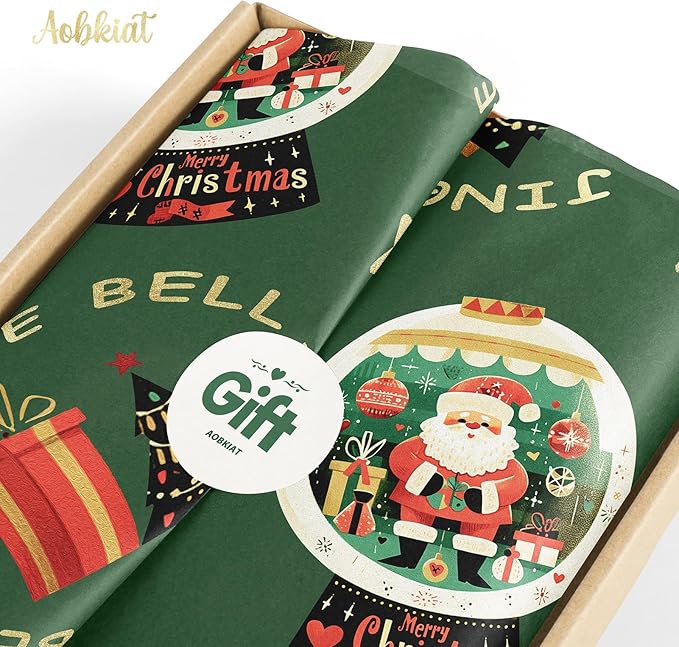 Aobkiat Christmas Wrapping Tissue Paper for Bag,24 Sheets Red Green Gift Wrap Paper for Xmas Decor,Family Friends Present Packaging,DIY Craft,20×15inch