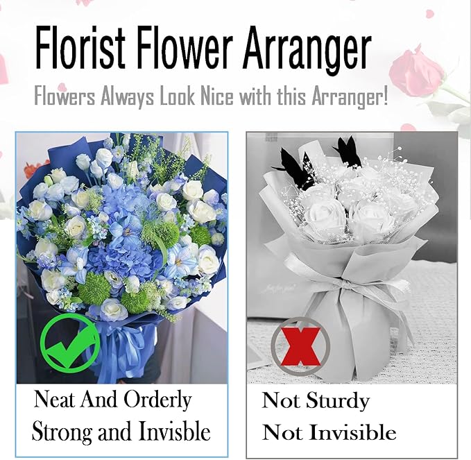 4Pcs Large Floral Grid Arranger for Florists - Reusable Floral Stem Organizer, 8" Durable Foral Shop Flower Arrangement Tool Flower Arranger for Gardening Club, Home Decor