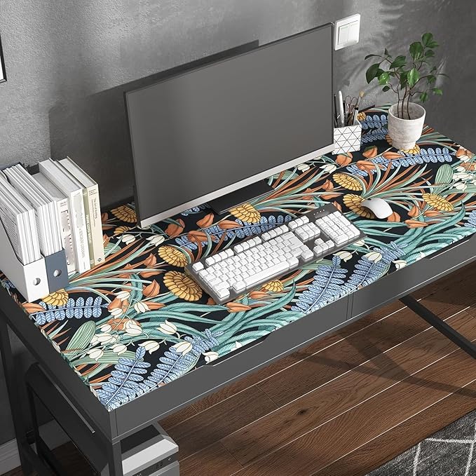 Boho Floral Wallpaper Peel and Stick, Vintage Botanical Wall Paper, Self Adhesive Wall Mural 17.5" x 78.7" Tropical Retro Contact Paper Waterproof for Bedroom Walls Cabinet (Black, Orange, Blue)