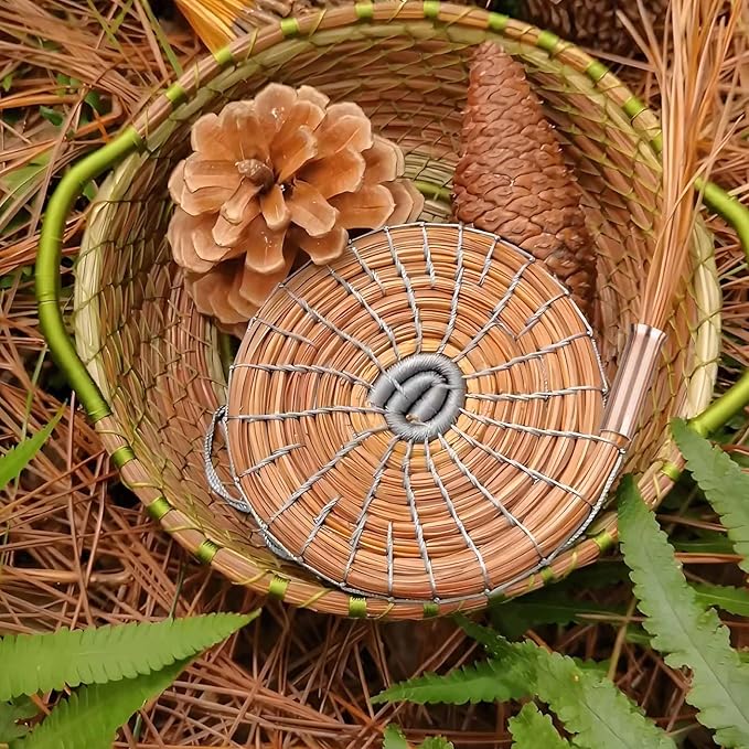 ARSTBETY Longer Pine Needle Basket Making Guide Coiling Tool, Copper Pine Needle Gauge Guide for Basket Making Weaving (Copper Basket Making Gauge)