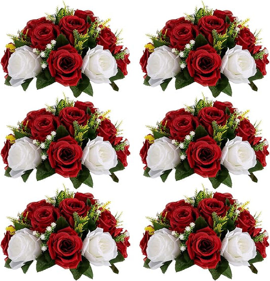 Sziqiqi Red Fake Flowers for Wedding Centerpiece Kissing Flower Balls for Tables Flower Centerpieces Arrangement for Party Road Lead