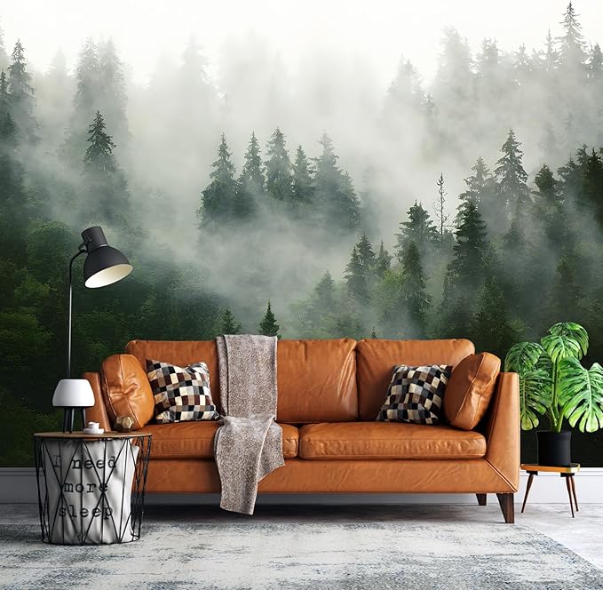 Forest Wall Murals Peel and Stick Forest murals Removable Waterproof Large Wallpaper for Living Room Bedroom (Color-3, 197×120 inch)
