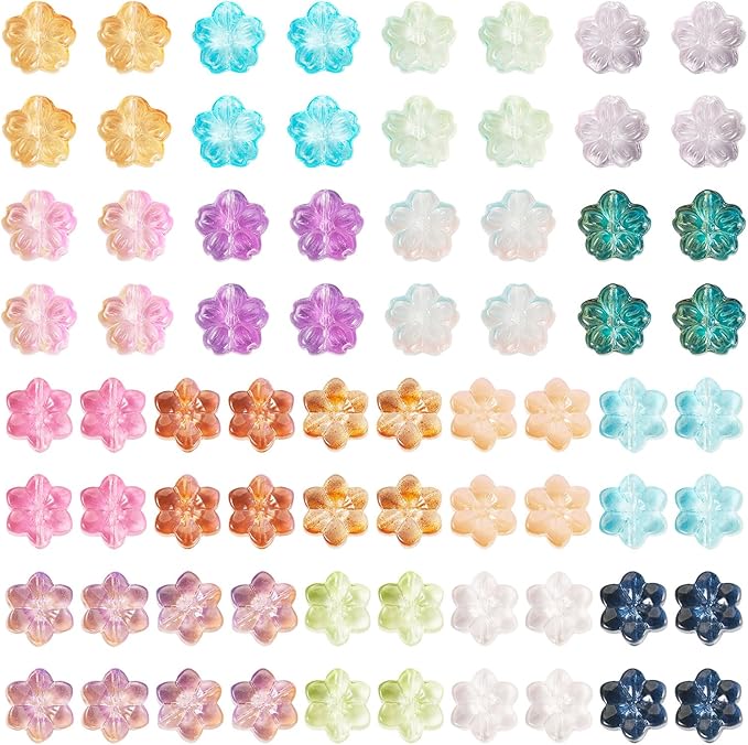 Craftdady 120pcs Flower Spacer Beads Floral Glass Beads Colorful Cute Bracelet Beads Handmade Craft Beads 13mm Earring Loose Beads for DIY Necklace Jewelry Making
