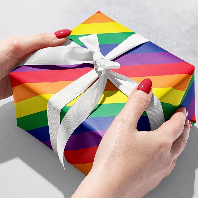 Jillson Roberts Bulk Gift Wrap, Everyday Gift Wrapping Supplies, Rainbow Stripe, 1/4 Ream 208 feet x 24 inches