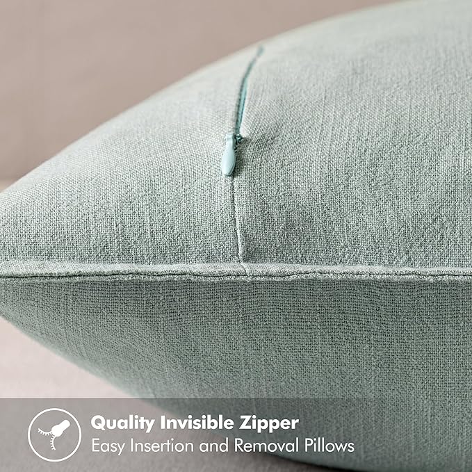 MIULEE Decorative Linen Pillow Covers 20x20 Inch Aqua Green Boho Farmhouse Neutral Couch Throw Pillows for Bed Pack of 2 Accent Modern Pillowcase Summer Sofa Livingroom Home Decor