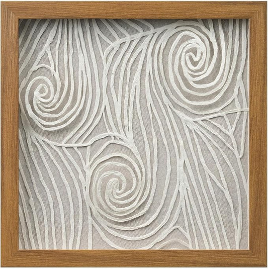 FOLKOR 12" Neutral Abstract Wall Art for Hallway Entryway, 3D Rice Paper Shadow Box Art Decor for Boho Living Room Bedroom Decoration, Maximalist Artwork Gift for Mom Grandmother Sister Friend