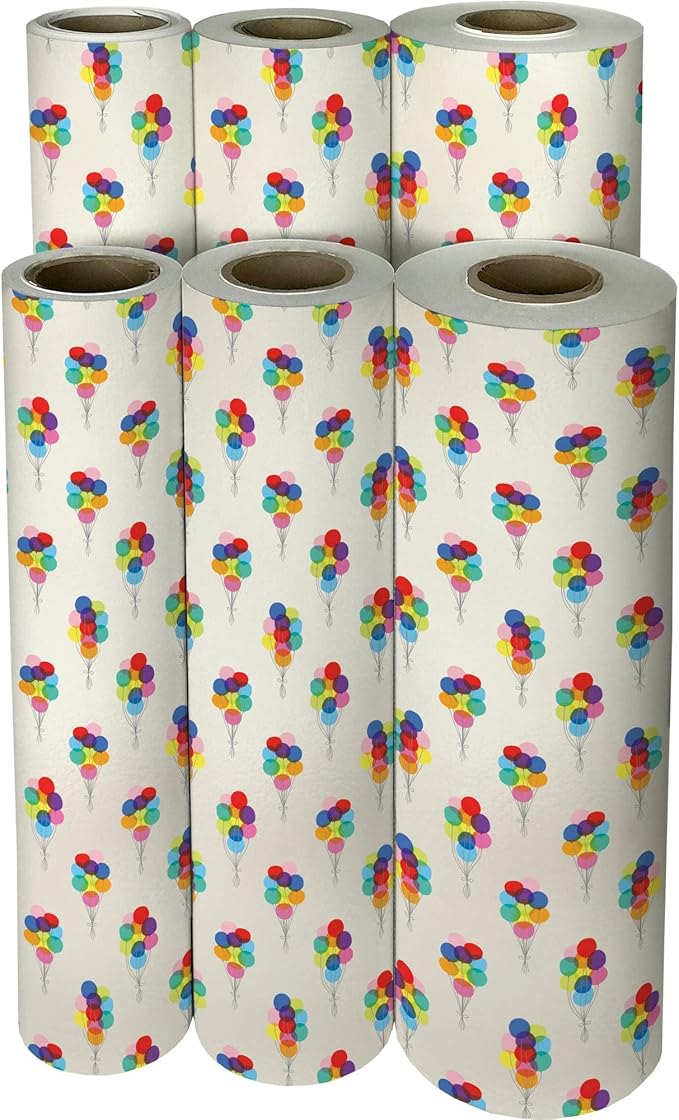 Jillson Roberts Bulk Gift Wrap, Everyday Gift Wrapping Supplies, Bunch of Balloons, Full Ream 833 feet x 30 inches