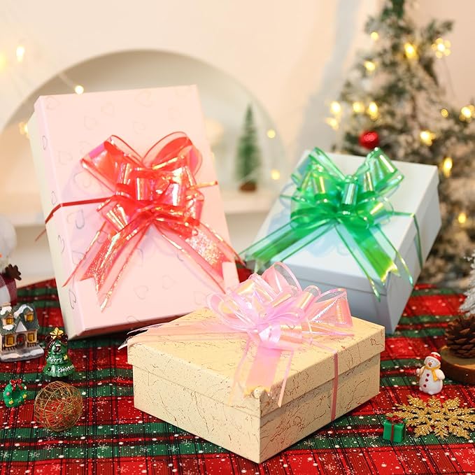 24PCS Orange Pull Bows for Gift Wrapping, 6" Large Pre-Tied Decorative Bows for Christmas, Wedding, Birthday, Party Decorations, Reusable Instant Floral Decors for Gifts, Bouquets, Baskets