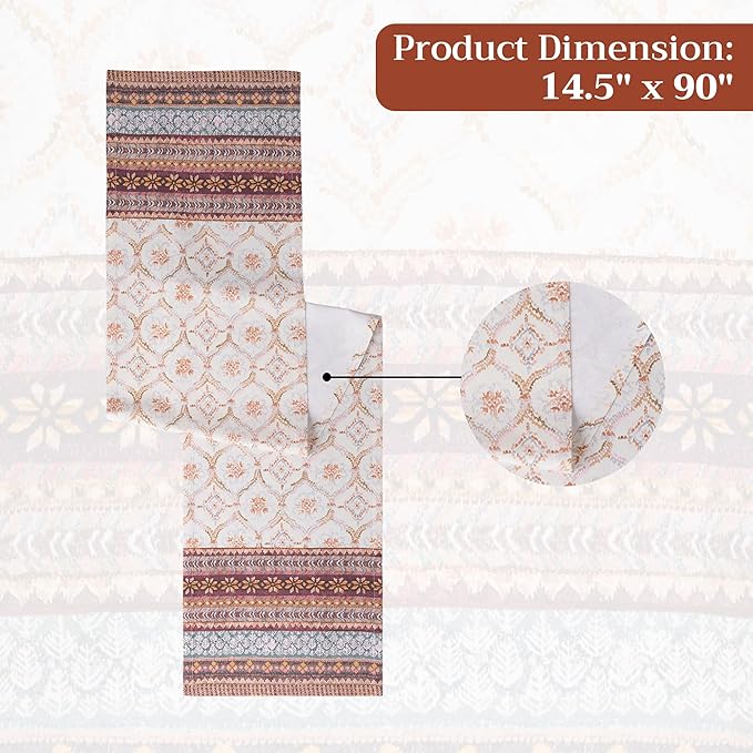 Maison d' Hermine Table Runner 100% Cotton Single Layer Table Runners 90 inches Long for Thanksgiving Christmas Decorations Home Kitchen Dining Party Wedding (Fair Isle, 14.5" x 90")