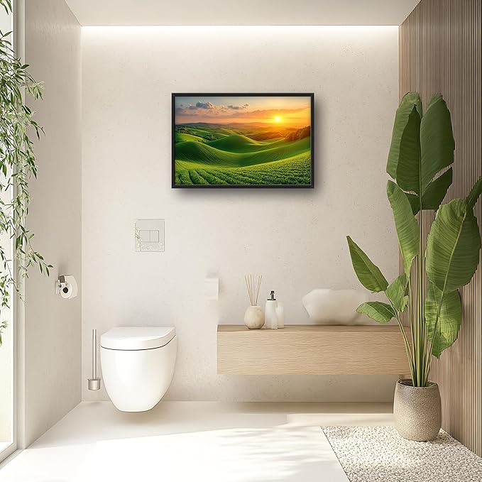 Framed Large Pictures Wall Art for Living Room, Sunset Nature Scenery Oversized Wall Decor Green Hills Landscape Canvas Print Painting Extra Large Framed Artwork for Bedroom Office 36"x24"