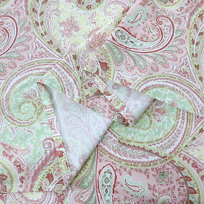 FADFAY 4 Piece Pink Paisley Bed Sheet Set Luxury Bedding Sets Designer Bedding Collections 800 Thread Count 100% Egyptian Cotton Deep Pocket Full