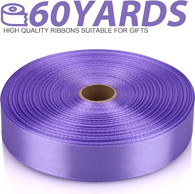 7/8 Inch 60 Yards Light Purple Satin Craft Ribbon-Single Face Polyester Ribbon for Handmade Roses,Gift Wrapping,Timeless Flower,Bouquets,Wedding and Party Decoration
