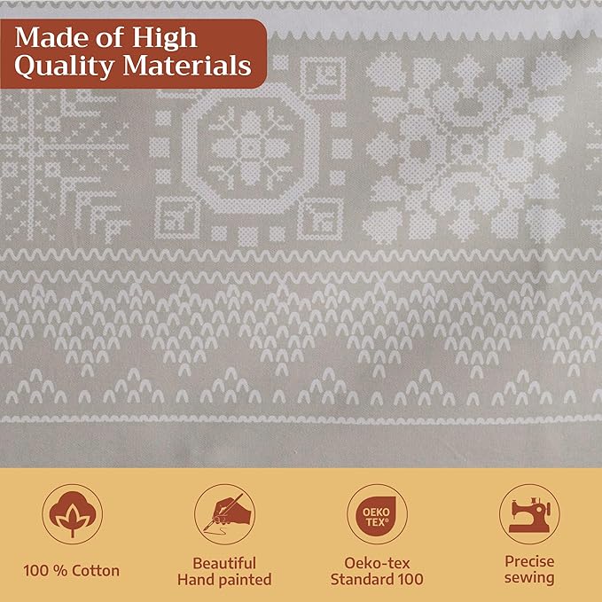 Maison d' Hermine Table Cloth Square Table 100% Cotton 60 x 60 Inches Fall Tablecloth Reusable Everyday Use for Thanksgiving Christmas Decorations Dining Farmhouse Party (Cozy Christmas)