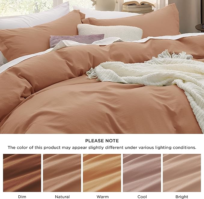 Bedsure Taupe Duvet Cover Queen Size - 3 Pieces Prewashed Cotton-Like Extra Soft Bedding Set, Includes 1 Duvet Cover 90x90 Inches with Zipper Closure & 2 Pillow Shams, Comforter Not Included