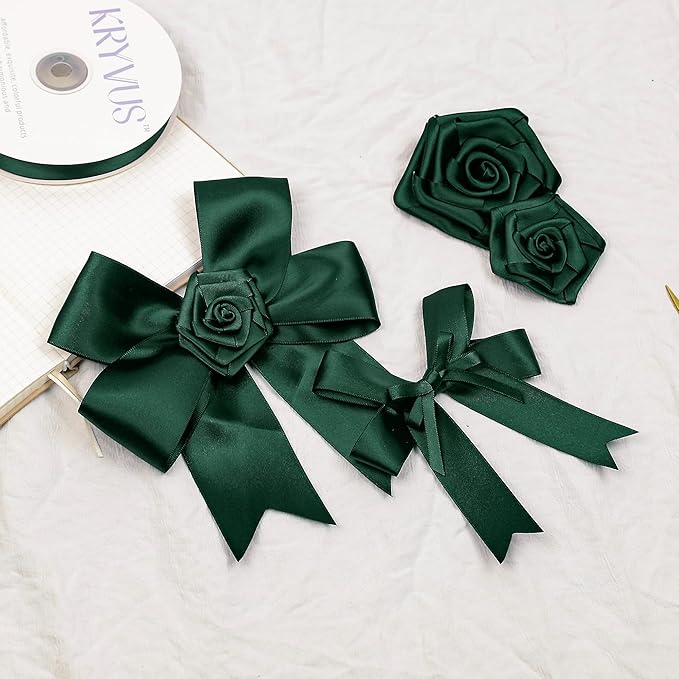 Hunter Green Satin Ribbon, Double Faced 2 Inch X 25 Yards Hunter Green Ribbon, Premium Satin Ribbon for Gift Wrapping, Crafts, Hair Bow Making, Sewing, Flower Bouquet, Wedding Party Decor