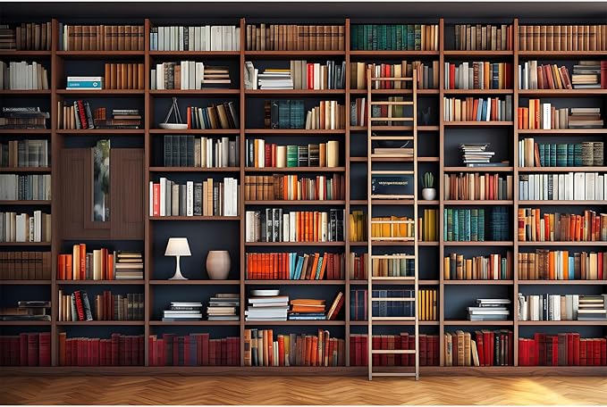 Bookshelf Photography Background School Library Bookcase Backdrop Conference Online Office Backgrounds Webcam Zoom Meeting Decor Backdrops Portrait Photo Video Studio Office Decor 8x6ft