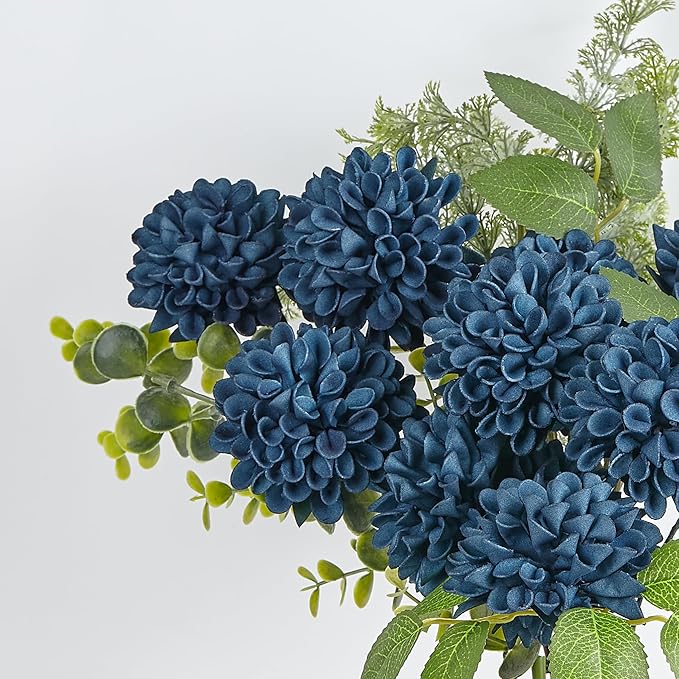 Artificial Flowers, 50pcs Artificial Rose for DIY Wedding Bouquets Centerpieces Arrangements, Navy Blue Dahlia Flowers with Stems for Bridal Shower Party Home Decoration