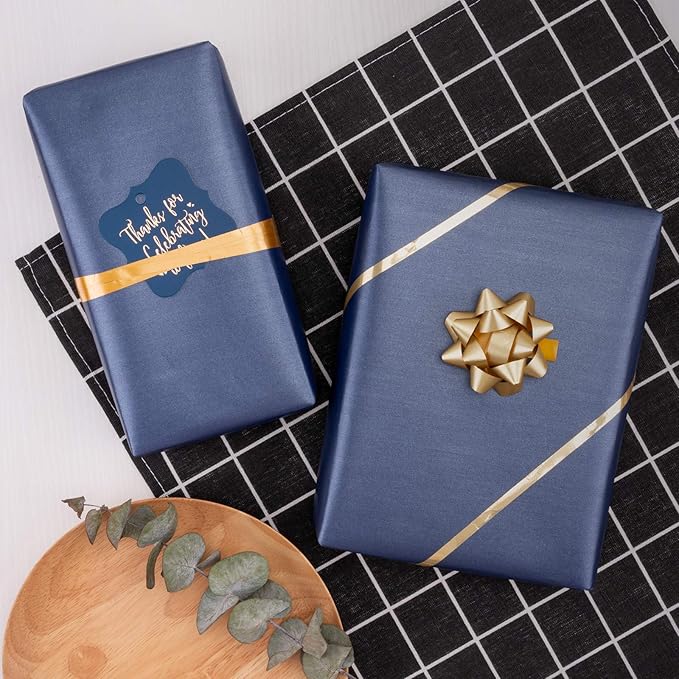 RUSPEPA Navy Gift Wrapping Paper for Men Boys, Jumbo Roll, Navy Blue Solid Color Pearly Shiny Silk Gift Paper for Father's Day, Wedding, Birthday, Christmas, Baby Shower, 30 inches x 32.8 feet