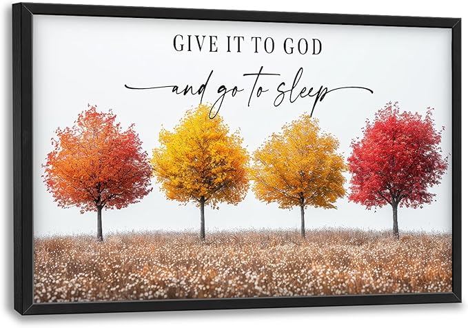Framed Large Pictures Wall Art for Living Room, Trees Oversized Wall Decor Give It To God And Go To Sleep Canvas Print Painting Modern Extra Large Framed Artwork for Bedroom Office 36"x24"