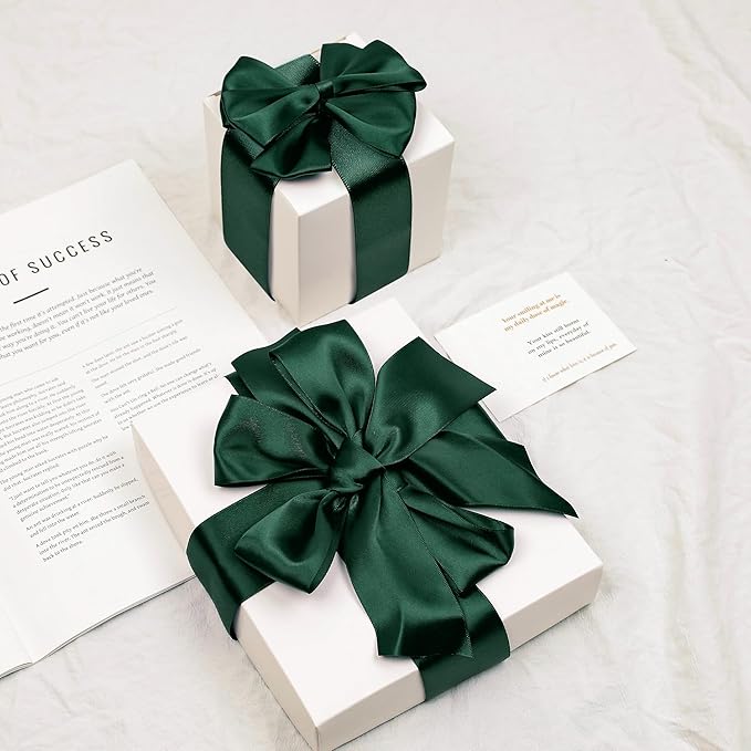 Hunter Green Satin Ribbon, Double Faced 2 Inch X 50 Yards Hunter Green Ribbon, Premium Satin Ribbon for Gift Wrapping, Crafts, Hair Bow Making, Sewing, Flower Bouquet, Wedding Party Decor