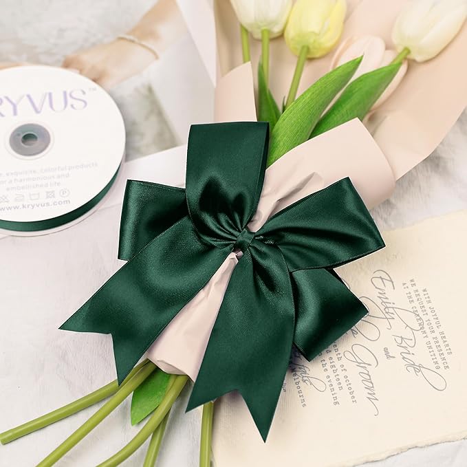 Hunter Green Satin Ribbon, Double Faced 2 Inch X 50 Yards Hunter Green Ribbon, Premium Satin Ribbon for Gift Wrapping, Crafts, Hair Bow Making, Sewing, Flower Bouquet, Wedding Party Decor