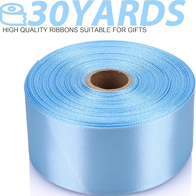 1-1/2 Inch 30 Yards Sky Blue Solid Satin Ribbon for Gift Wrapping,Craft Floral Bouquets,Wedding Party,Timeless Flower,Decoration Floral Hair,Balloons