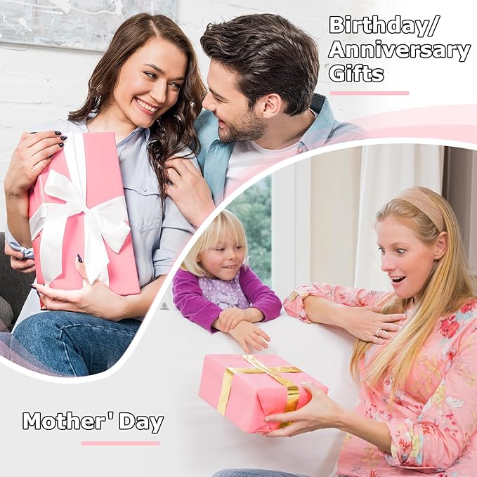 Vanhench 36" x 2520" (210') Pink Wrapping Paper, Art Kraft Paper for Bouquet Flower Crafts or Mothers Day Gifts, Packing & Poster Bulletin Board
